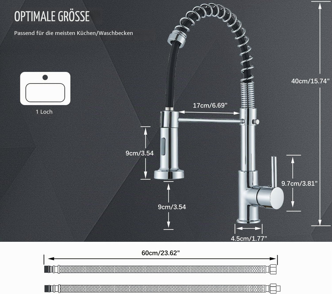 Wasserhahn Küche Chrom Spültischarmatur mit zwei Wassersprühmodi Armatur Küche 360° Schwenkbar Hochd