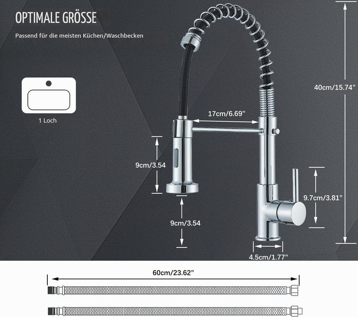 Wasserhahn Küche Chrom Spültischarmatur mit zwei Wassersprühmodi Armatur Küche 360° Schwenkbar Hochd