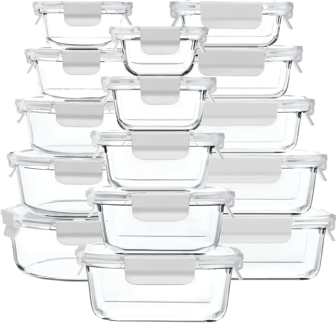 Fenger Meal Prep Boxen Glas, Glasdosen mit Deckel Set, Frischhaltedosen Glas mit Auslaufsicherer Ver