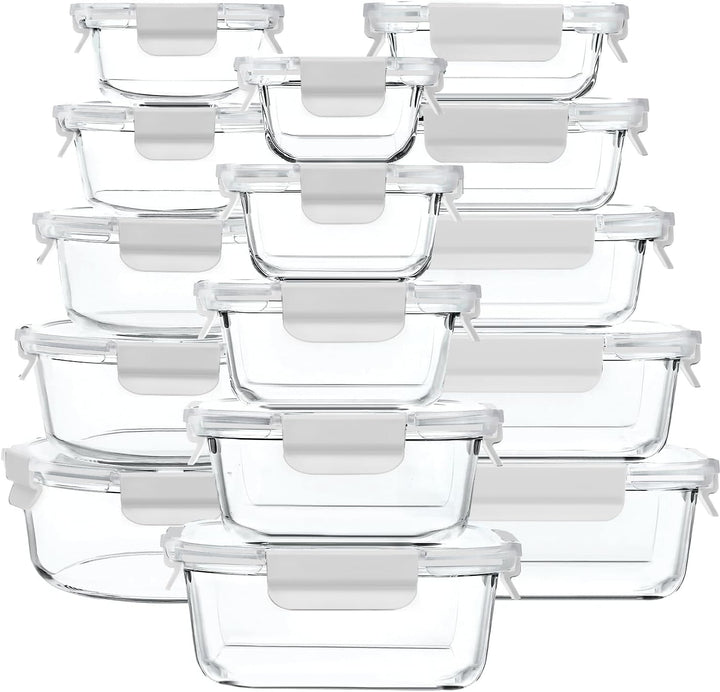 Fenger Meal Prep Boxen Glas, Glasdosen mit Deckel Set, Frischhaltedosen Glas mit Auslaufsicherer Ver