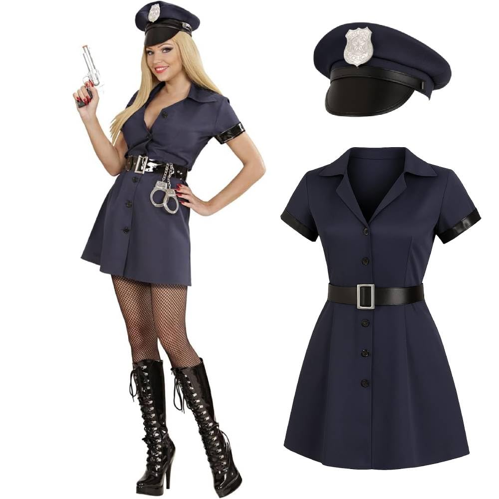 "POLICE OFFICER" (dress, belt, hat) - (S), S