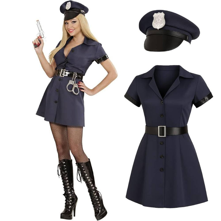 "POLICE OFFICER" (dress, belt, hat) - (S), S