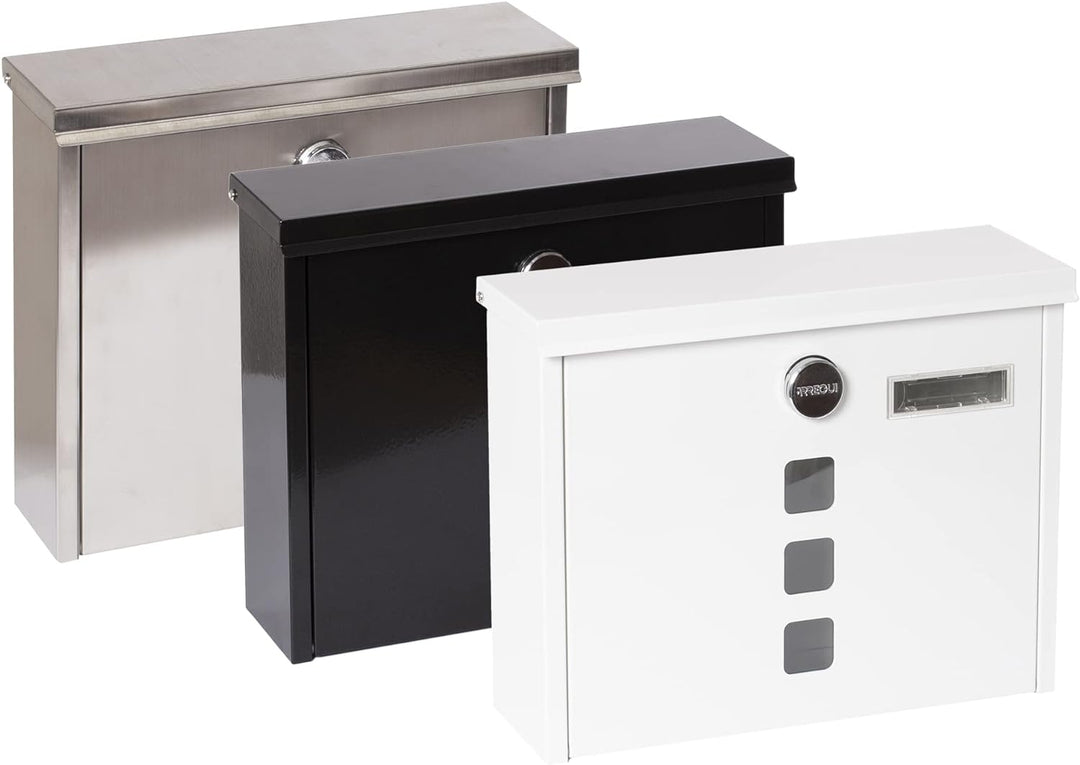 ARREGUI Chance E7107 Briefkasten aus Edelstahl, Grösse M (DIN A4), Wandbriefkasten mit Schutzklappen