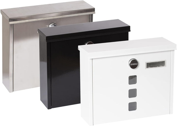 ARREGUI Chance E7107 Briefkasten aus Edelstahl, Grösse M (DIN A4), Wandbriefkasten mit Schutzklappen