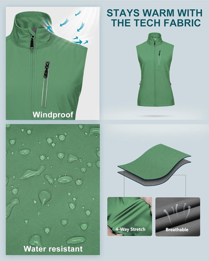 33,000ft Damen Leichte Laufweste Outdoor Softshell Weste Frau Ärmellose Jacke Winddichte Wasserdicht