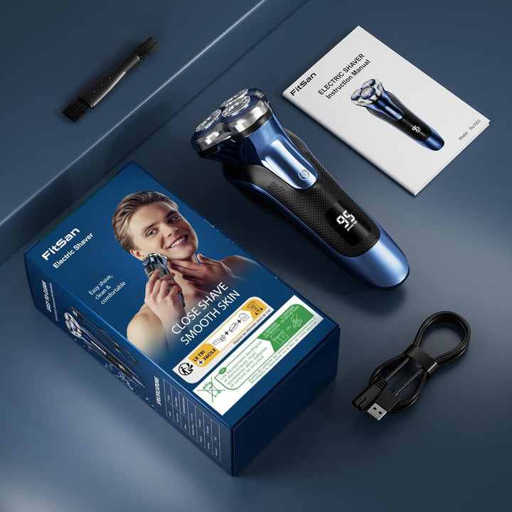 Elektrorasierer für Herren – Nass- und Trockenrasur mit Einziehbarem Bartschneider, Pop-Up Trimmer,