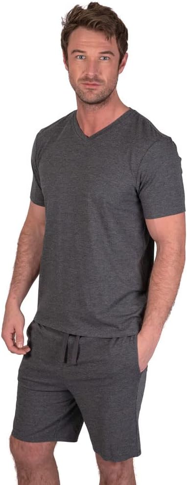 Light & Shade Pyjama-Set mit Oberteil und kurzer Hose für Herren, Holzkohle Mergel, S S Holzkohle Me