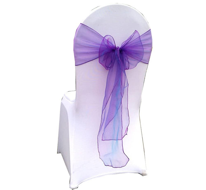 CNFQ 50 Stück Stuhlschleifen, Organza, Taufe, Party, Dekoration, Hochzeit (Mode Violett) Lila Mode,