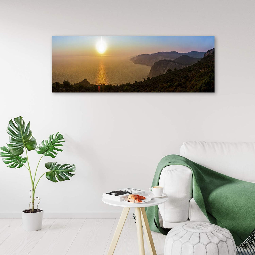 Leinwandbild XXL Landschaft Wandbild Kunst Sonne Braun 150x60 cm Leinwandbild 150x60 cm Braun_c, Lei