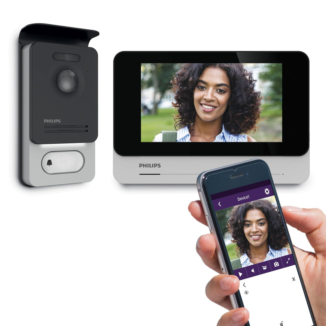 PHILIPS WelcomeEye Connect 2, smarte Video-Türsprechanlage, mit Kamera, 7 Zoll Touch-Monitor, Smartp
