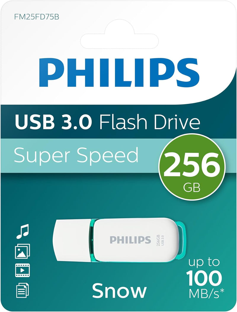 Philips USB 3.0 Flash-Laufwerk 256GB Snow Edition 100MB s FM25FD75B 00 Weiss 256 GB, 256 GB