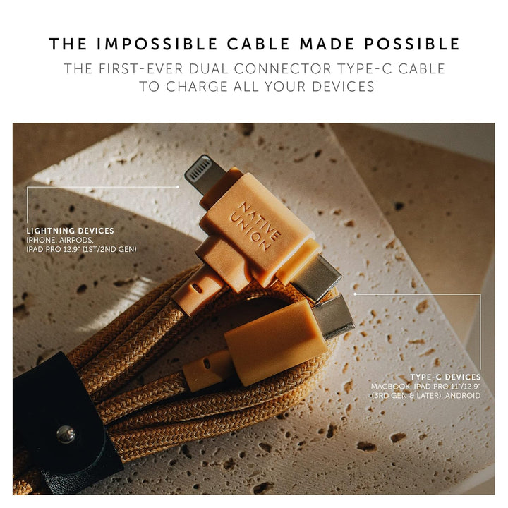 Native Union Belt Cable Duo – 1,5 m Universal-Ladekabel mit Ultra-Starkem Geflechtschlauch – Aus Rec