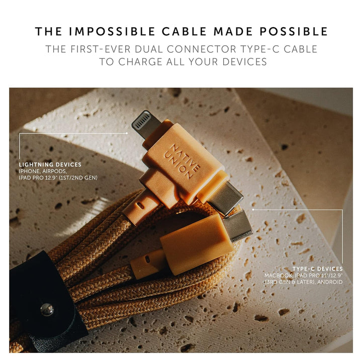 Native Union Belt Cable Duo – 1,5 m Universal-Ladekabel mit Ultra-Starkem Geflechtschlauch – Aus Rec