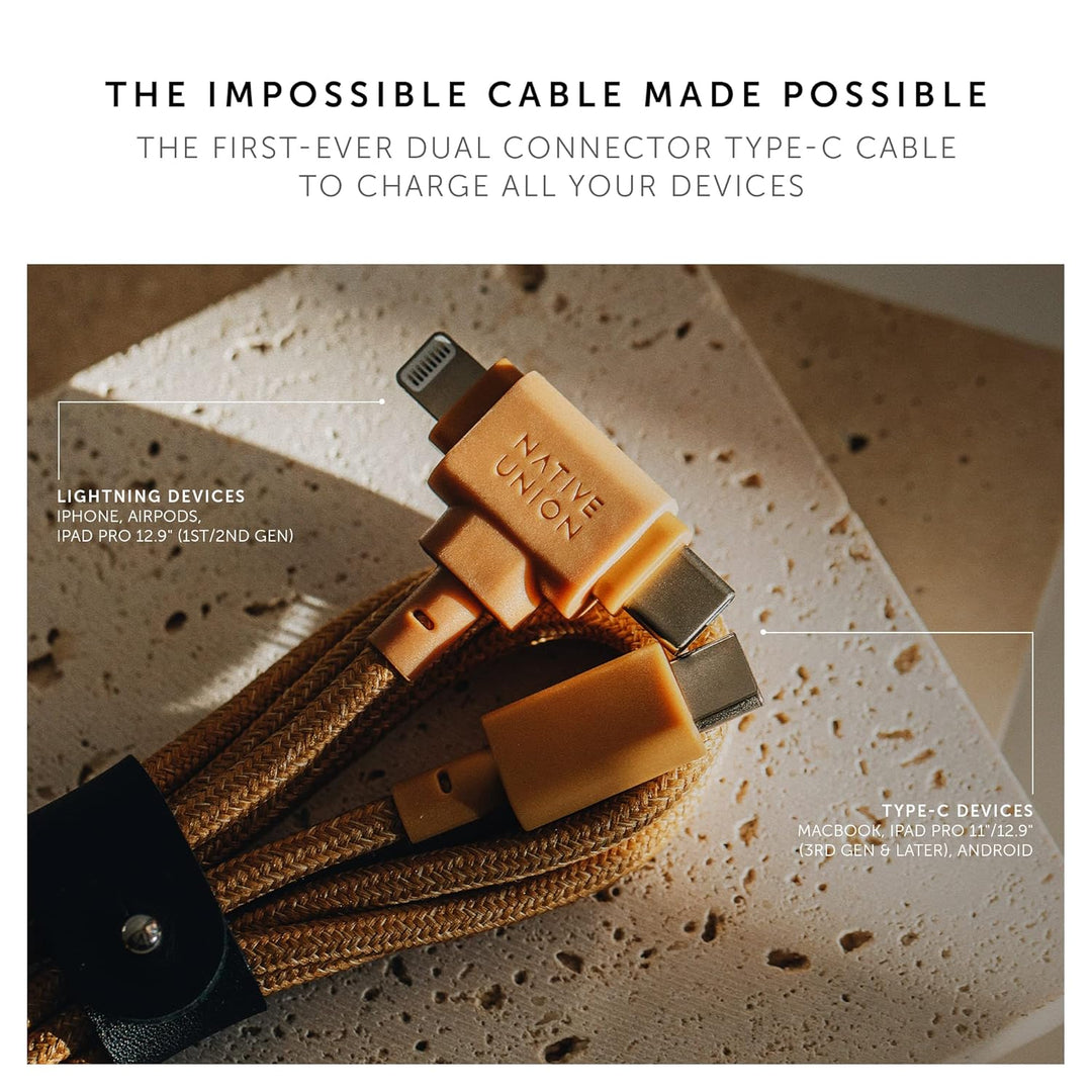 Native Union Belt Cable Duo – 1,5 m Universal-Ladekabel mit Ultra-Starkem Geflechtschlauch – Aus Rec