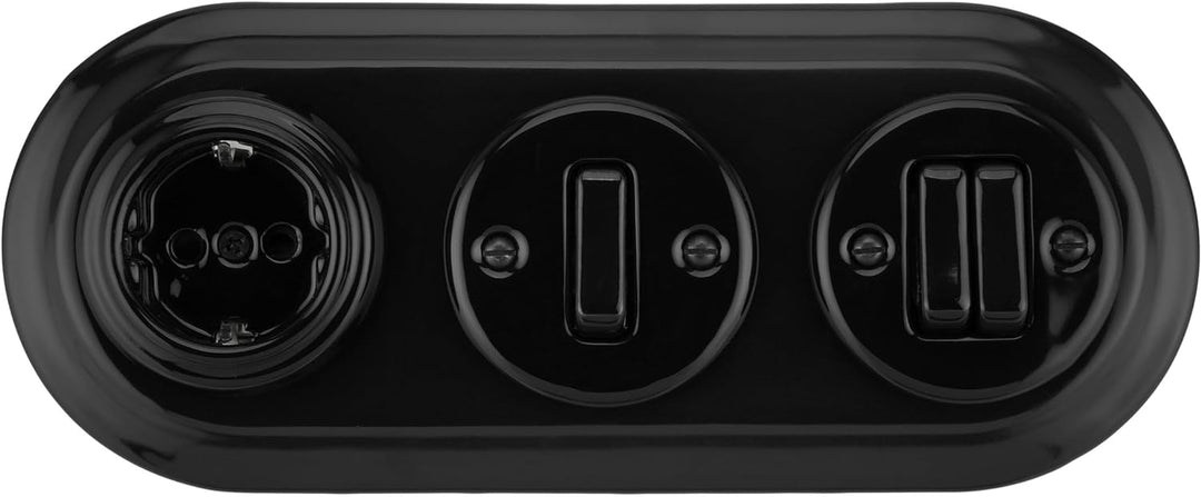 Porzellan Retro Rahmen 3-fach, Serie PR1 schwarz