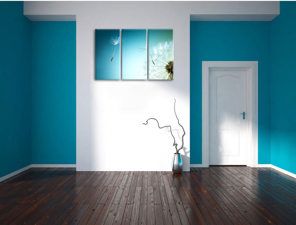Pixxprint Löwenzahn Pusteblume als Leinwandbild/Grösse: 3 Teilig (120x80) / Wandbild/Kunstdruck/fert