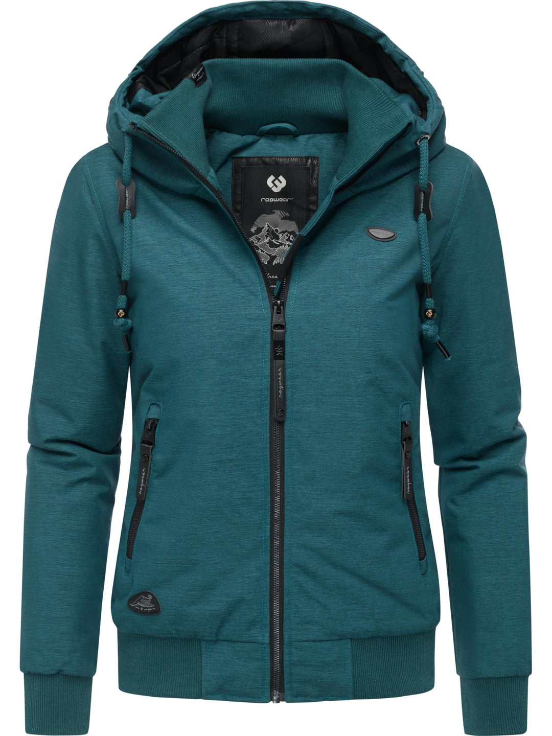Ragwear Damen warme wasserdichte Winterjacke Outdoorjacke mit Kapuze Nuggie Melange XS-6XL XS Pine G