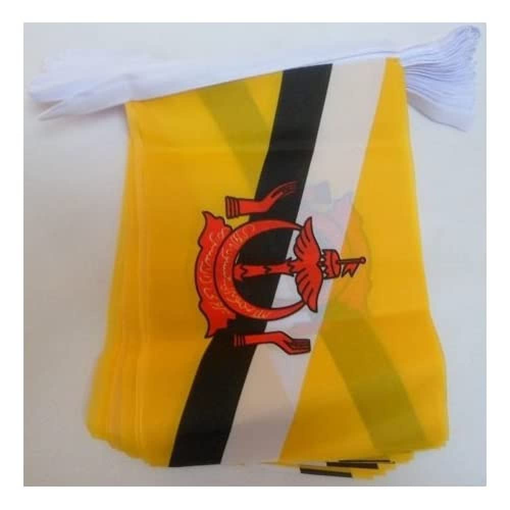 AZ FLAG FAHNENKETTE Brunei 12 Meter mit 20 flaggen 45x30cm- Brunei DARUSSALAM Girlande Flaggenkette