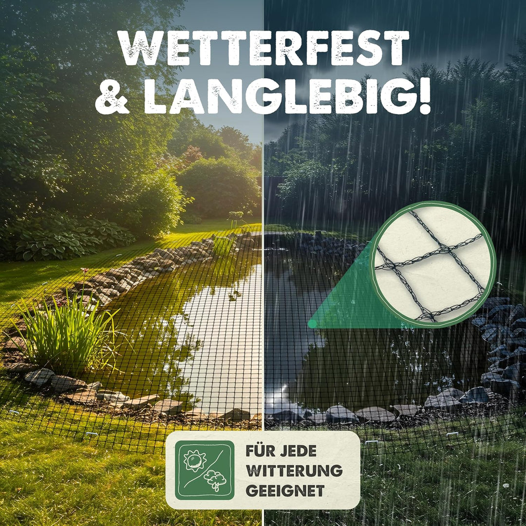 Teichnetz feinmaschig, 5 x 5 Meter, Witterungs- &amp; UV-beständig, Vogelnetz, Hühnernetz, Balkonnetz, N
