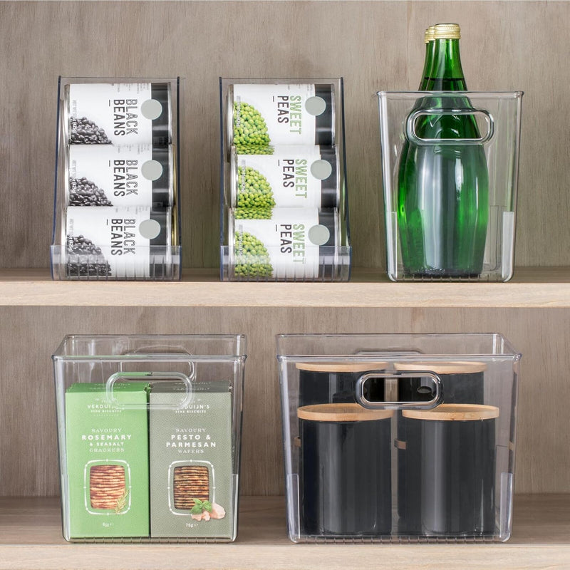 mDesign 4er-Set Aufbewahrungsbox mit Griffen – hohe Kühlschrankbox zur Lebensmittelaufbewahrung – Ab