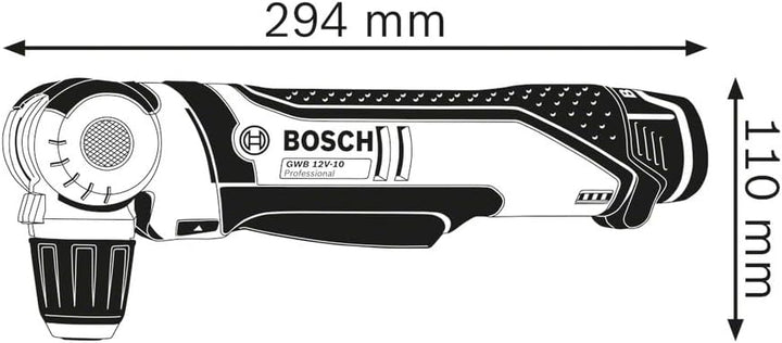 Bosch Professional 12V System Akku Winkelbohrmaschine GWB 12V-10 (inkl. 1/2 L-BOXX-Einlage für Zubeh