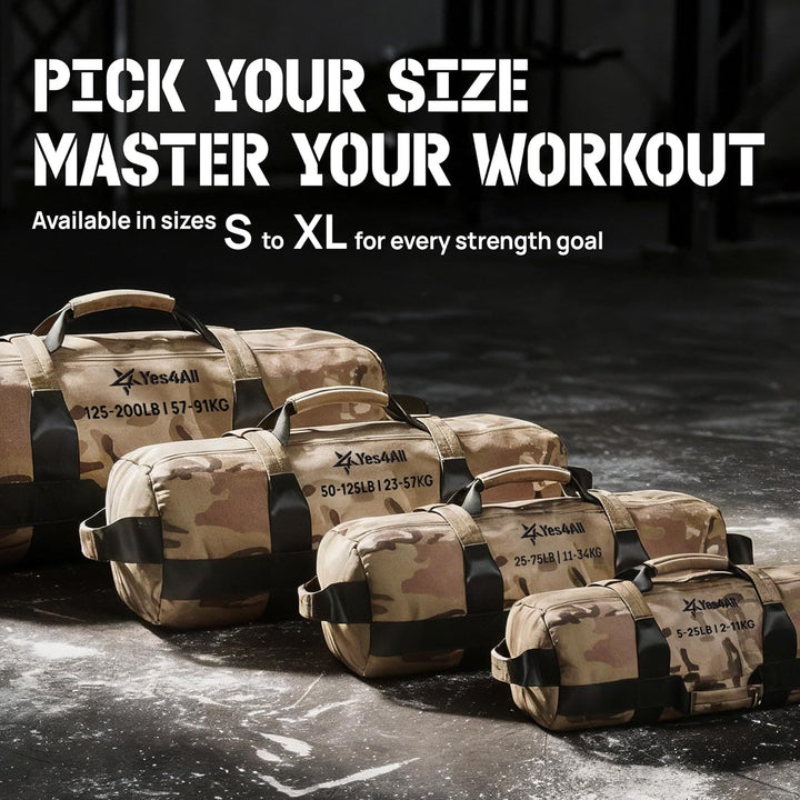 Yes4All Verstellbar Gewichtssack für Fitness mit 7 Griffe - Power bag ideal für Krafttraining, Ungef