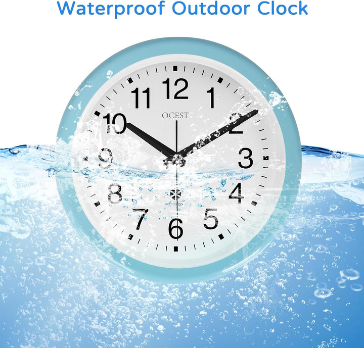 OCEST Versiegelte wasserdichte Wanduhr für innen und draussen, 30.5 cm, gross, wasserdicht, geräusch