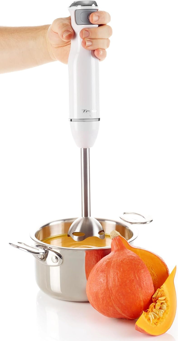 Trisa Stabmixer Diners Edition Weiss – 600W Pürierstab mit Edelstahl-Mixfuss & Smart Control – Elekt
