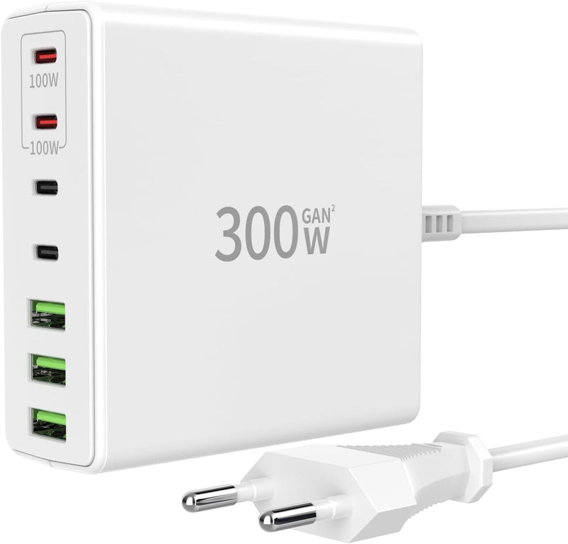 FINIBO 300W USB C Ladegerät Mehrfach: 7-Ports USB Schnellladegerät mit 4 USB-C und 3 USB-A, USB Char