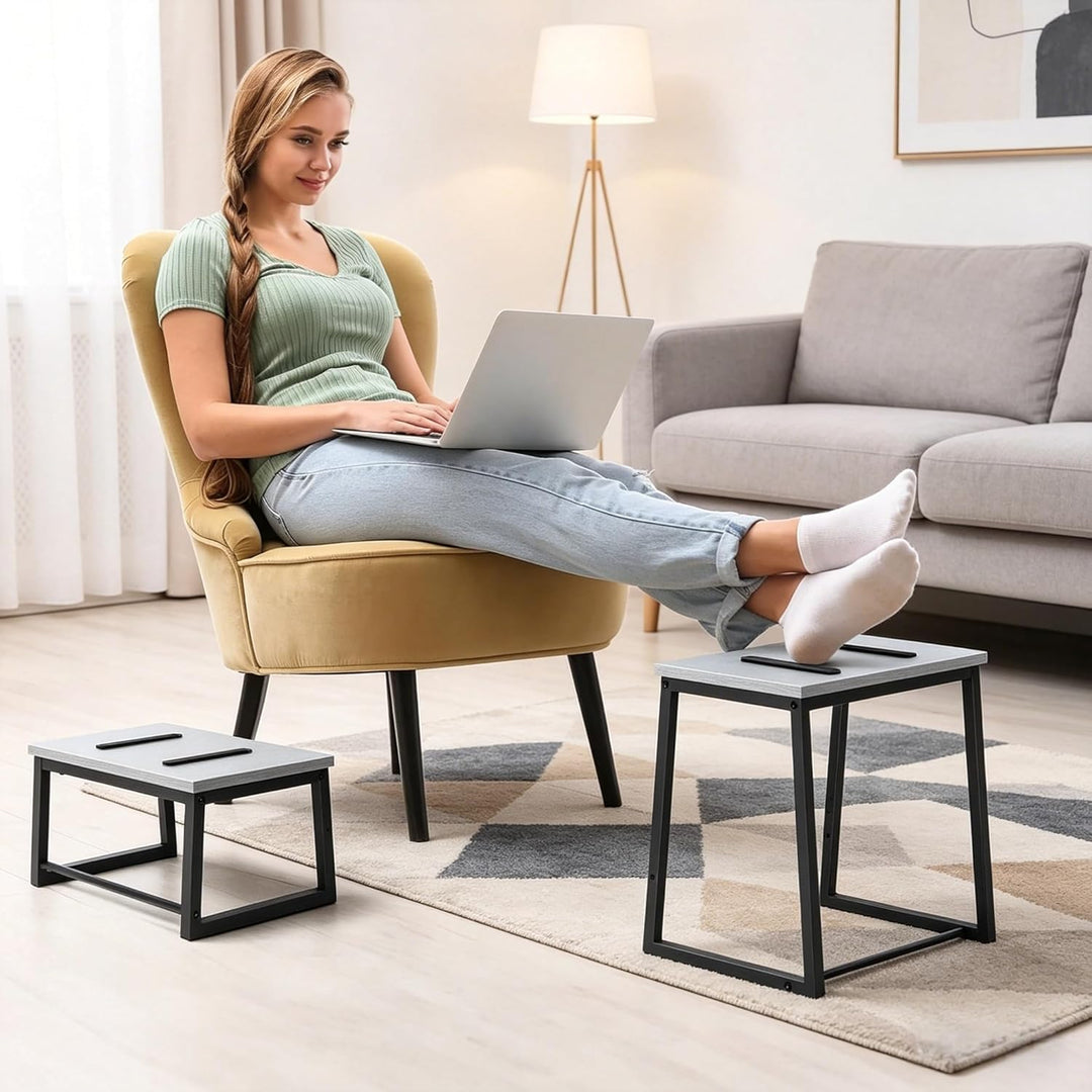 smusei 2 Stufen Tritthocker Klappbar für Erwachsene &amp; Kinder, 3-in-1 Stabiler Holzhocker Fussbank Ab