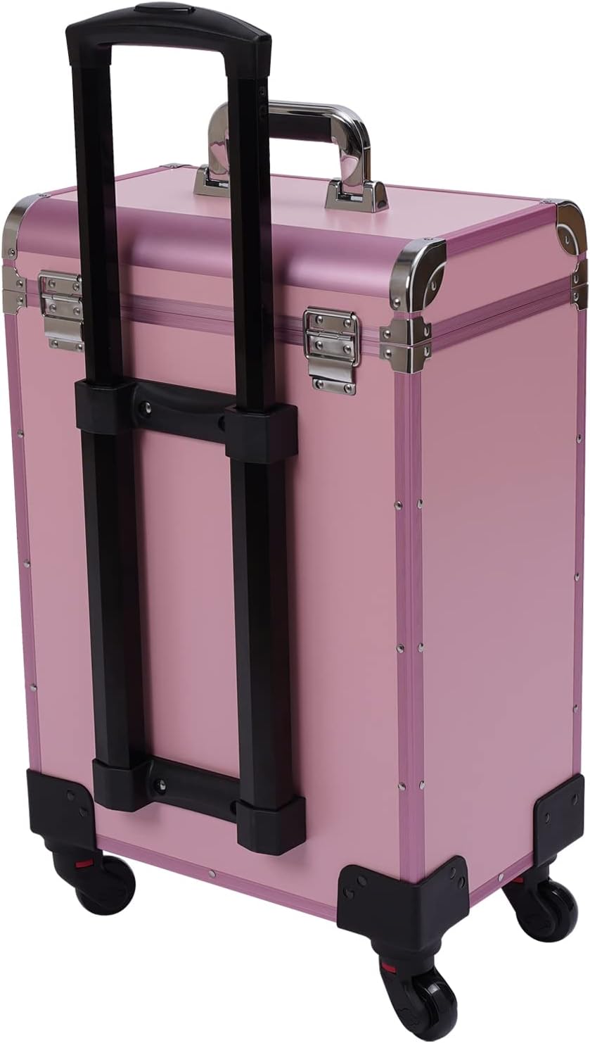 Kosmetikkoffer Trolley, Make Up Koffer Mit 2 Schubladen und 2 Schloss, Friseurkoffer Gross 36x23x58c