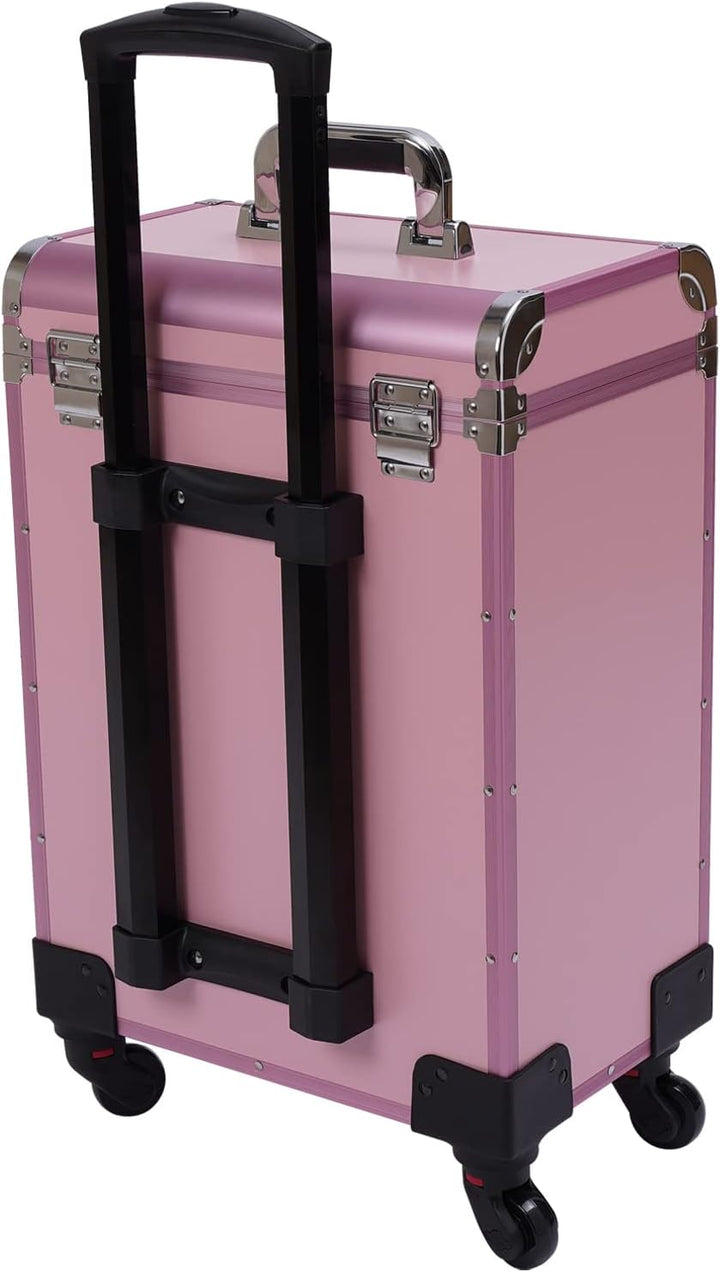 Kosmetikkoffer Trolley, Make Up Koffer Mit 2 Schubladen und 2 Schloss, Friseurkoffer Gross 36x23x58c