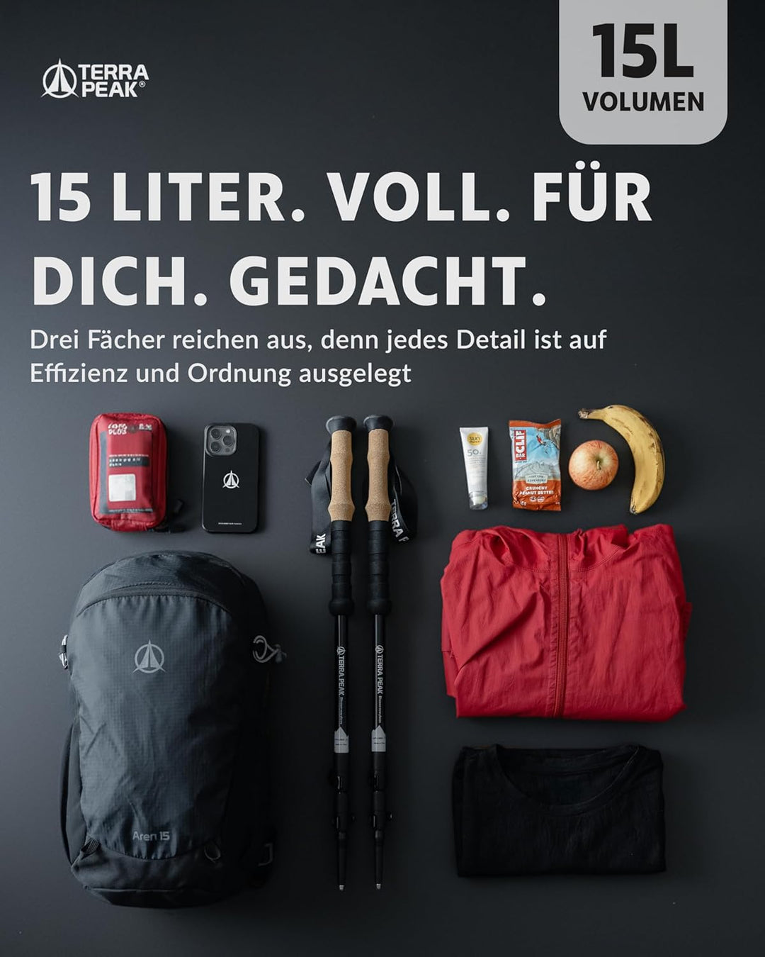 Terra Peak® Premium Wanderrucksack 15L (AREN) für Damen & Herren klein & extra leicht mit Rückenbelü