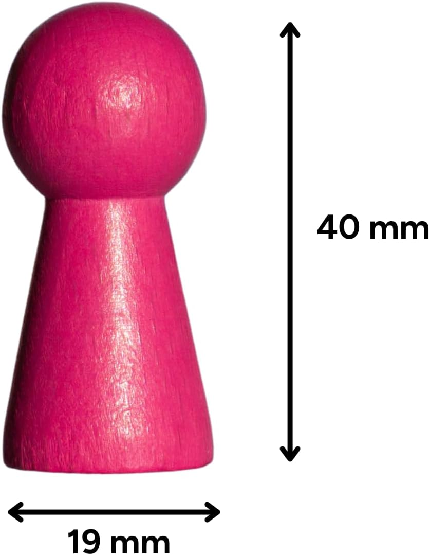 Spieltz Spielfiguren - grosse Halmakegel aus Holz, 19/40 mm (rosa, 50 Stück) 50 Stück Rosa, 50 Stück