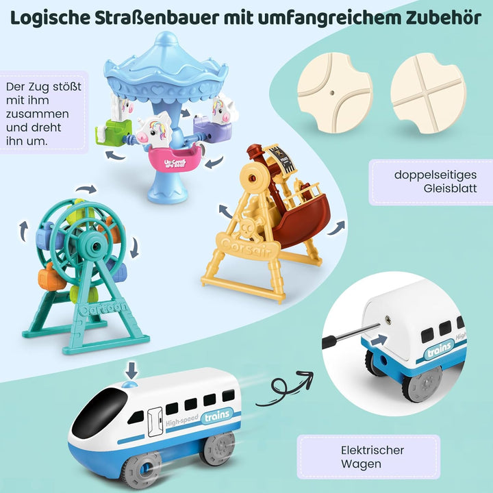 Logischer Strassenbauer, Kinderspielzeug Brettspiele mit Wagen, 32 Puzzleteilen Kreatives Autobahn S