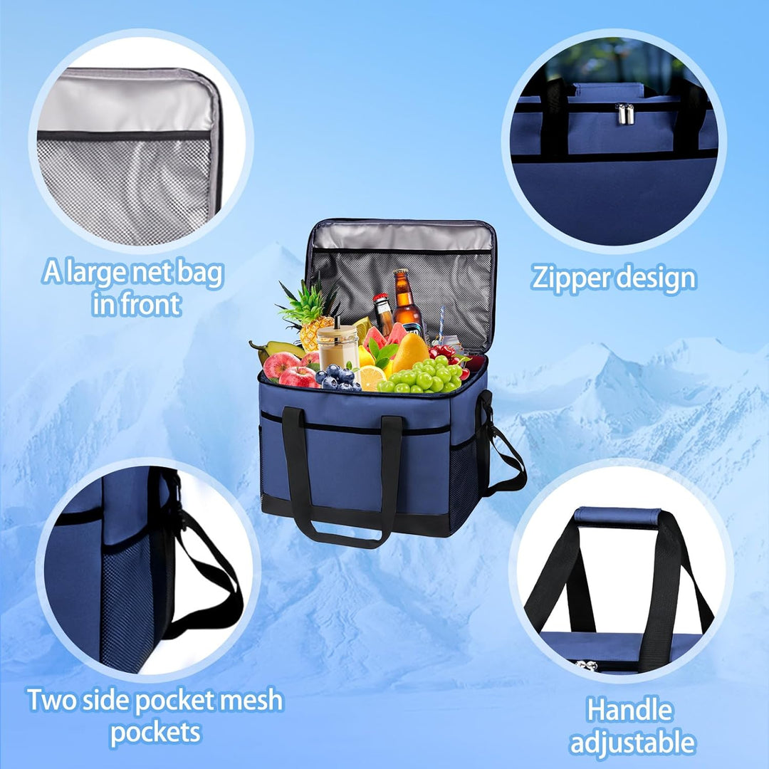35L Gross Outdoor Kühltasche Faltbar, 60 Can Kühltasche Thermotasche Isoliertasche für Getränke &amp; Ge