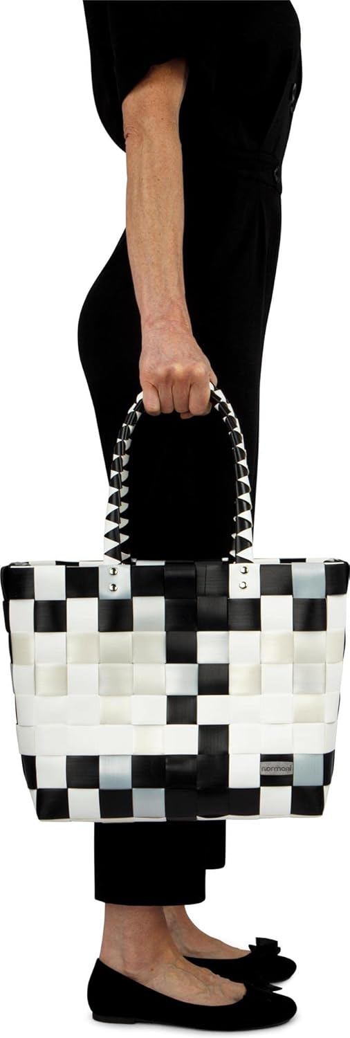 normani Einkaufstasche geflochten mit Henkeln - Tragetasche extra robust Farbe Classic/Stone Classic