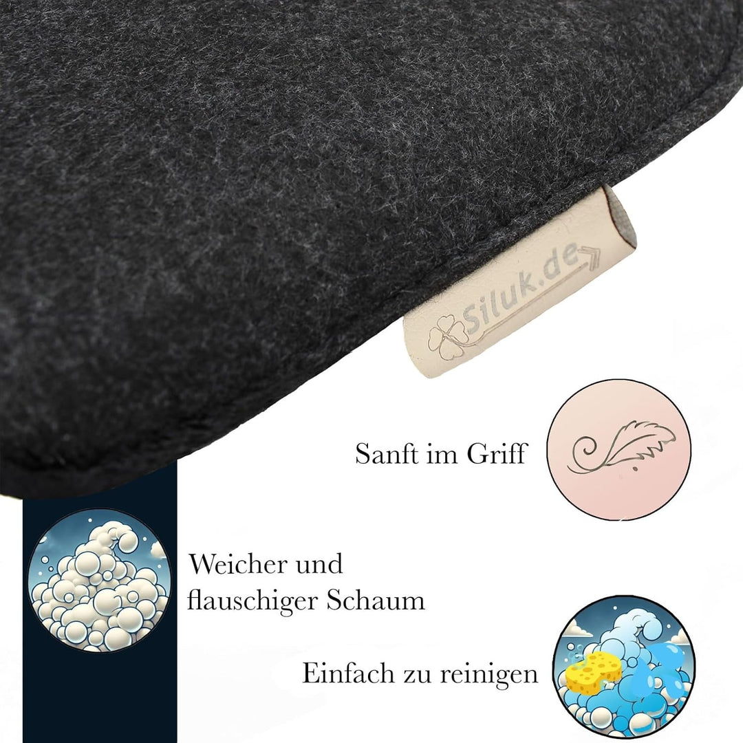 SILUK gemütliches Sitzkissen aus Filz 40cm x 40 cm - Komfortable Waschbare - 4er Set Grau I Schwarz
