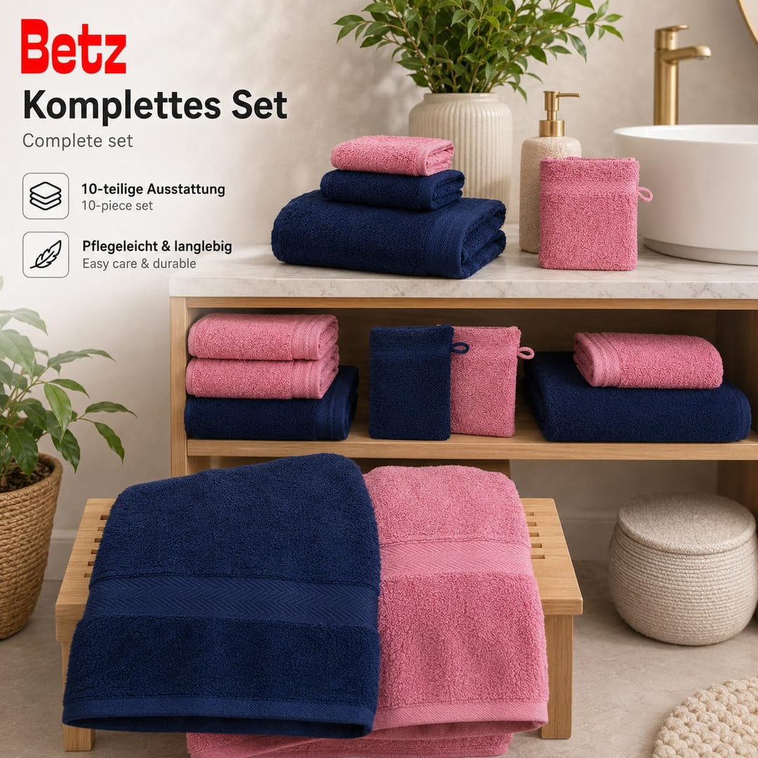 Betz 10-TLG. Handtuch-Set Premium 100% Baumwolle 2 Duschtücher 4 Handtücher 2 Gästetücher 2 Waschhan