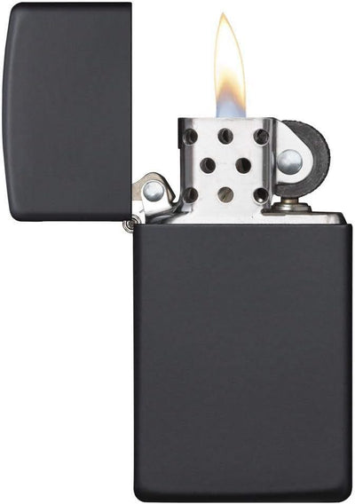 Zippo Feuerzeug PL 1618 Slim Black Matte Benzinfeuerzeug, Messing, Black Matte