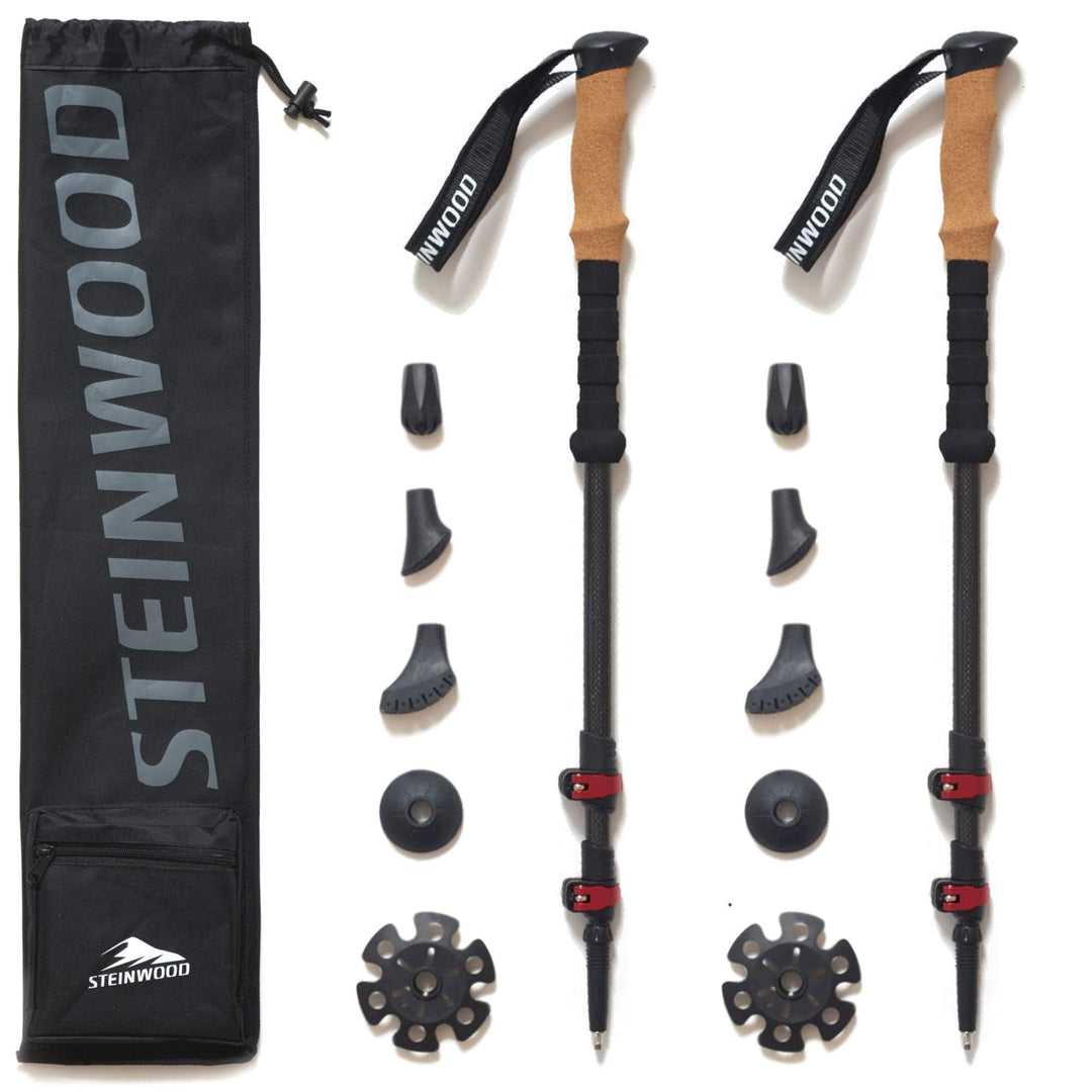 Steinwood Premium Carbon Wanderstöcke - Trekkingstöcke - extra leicht, verstellbar mit Teleskop und