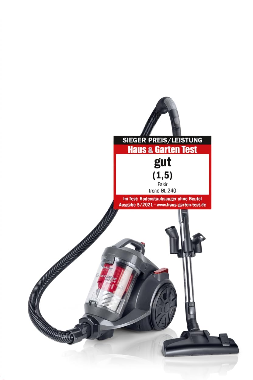 Fakir BL 240 Trend - Premium Staubsauger beutellos, Staubsauger HEPA 13, Langes Kabel und sehr stark