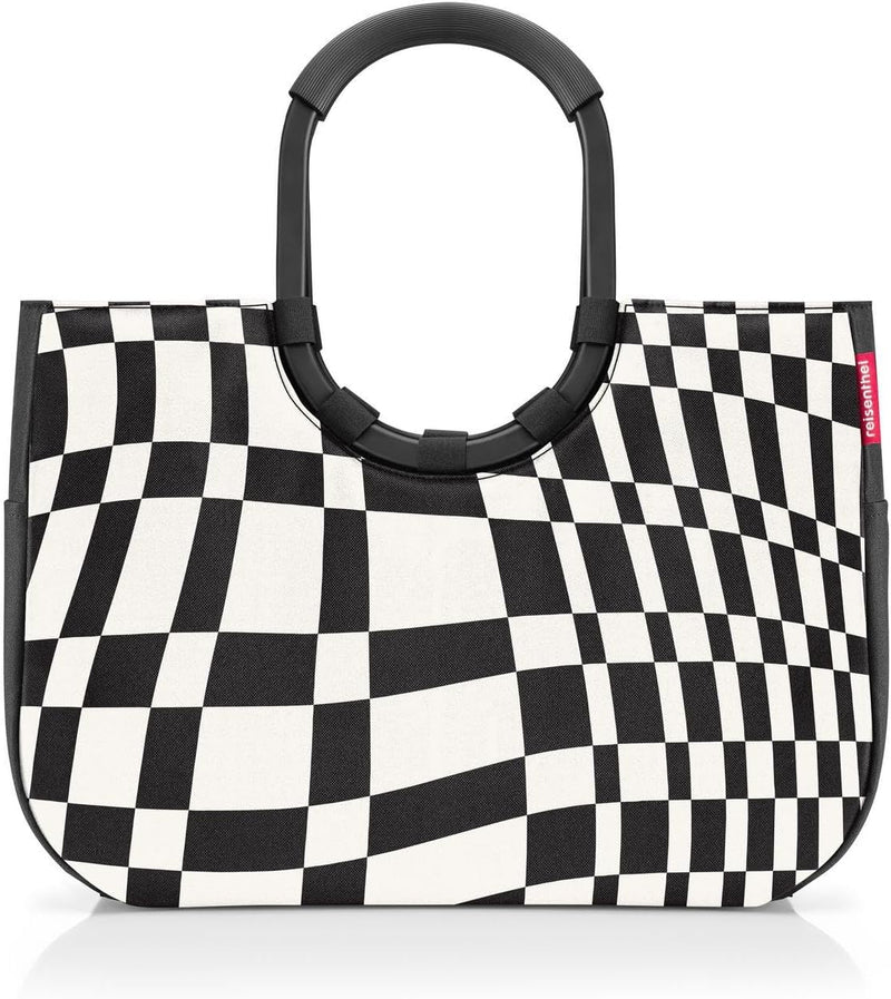 reisenthel loopshopper L frame op-art - Stabile Tasche mit praktischen Fächern aus recycelten PET-Fl