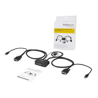 StarTech.com 2 Port VGA USB KVM Switch Kabel - VGA KVM Umschalter USB Powered mit Fernumschaltung, S