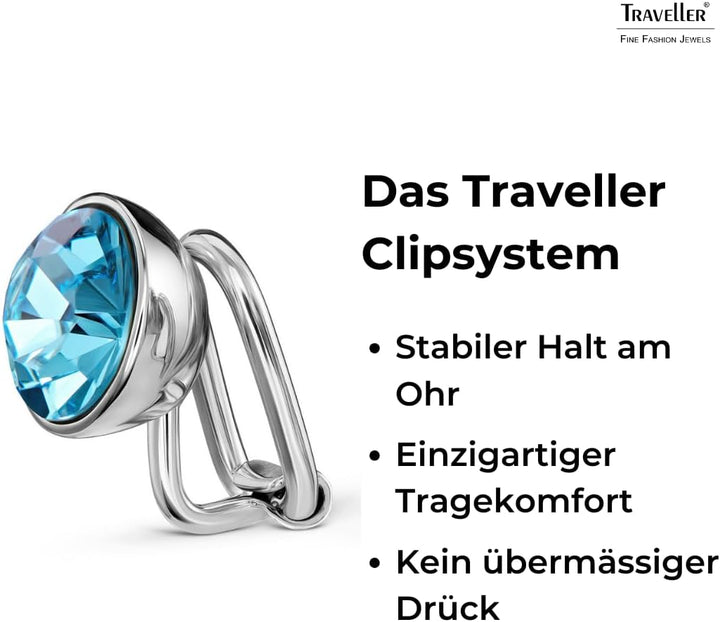Traveller Ohrclip - Damen - Kristall Blau, Blau