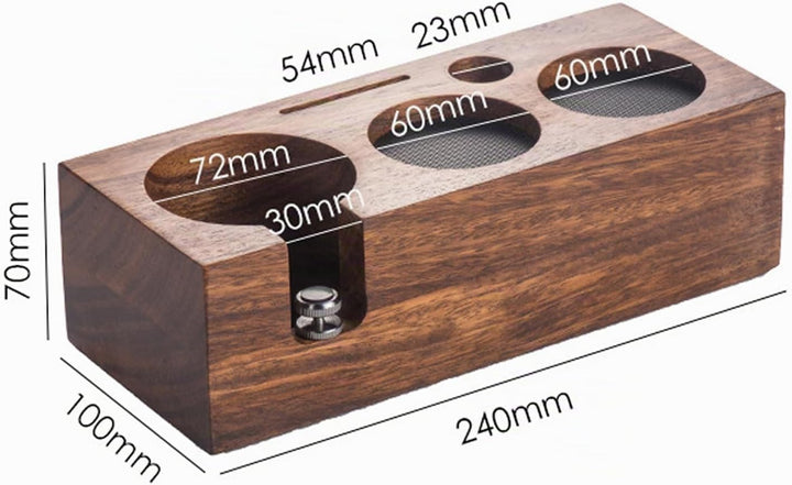 Tamperstation, Espresso Station aus Walnussholz für 58mm Tamper/Distributor und Siebträger, 3in1 Tam