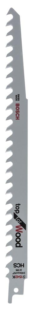 Bosch Accessories Professional 25 Stück Säbelsägeblatt S 1542 K Top for Wood (für Holz, 240 x 19 x 1