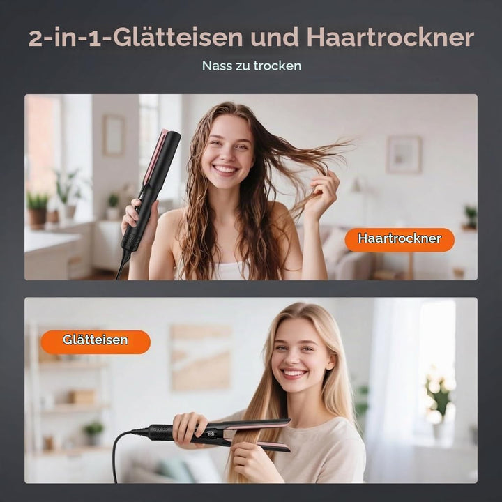 slopehill Air Haarglätter, Haarglätter &amp; Haartrockner 2-in-1 Schwarz, Schwarz