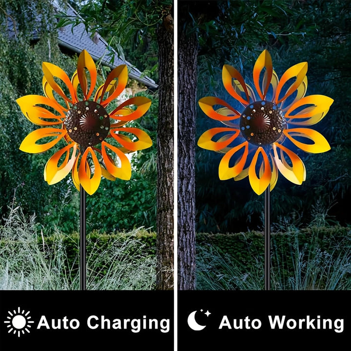 Windspinner Gartendekoration mit Solarlicht, Metall, Kupfer/Bronze, Doppeldrehrichtung 8\"W x 12\"H,