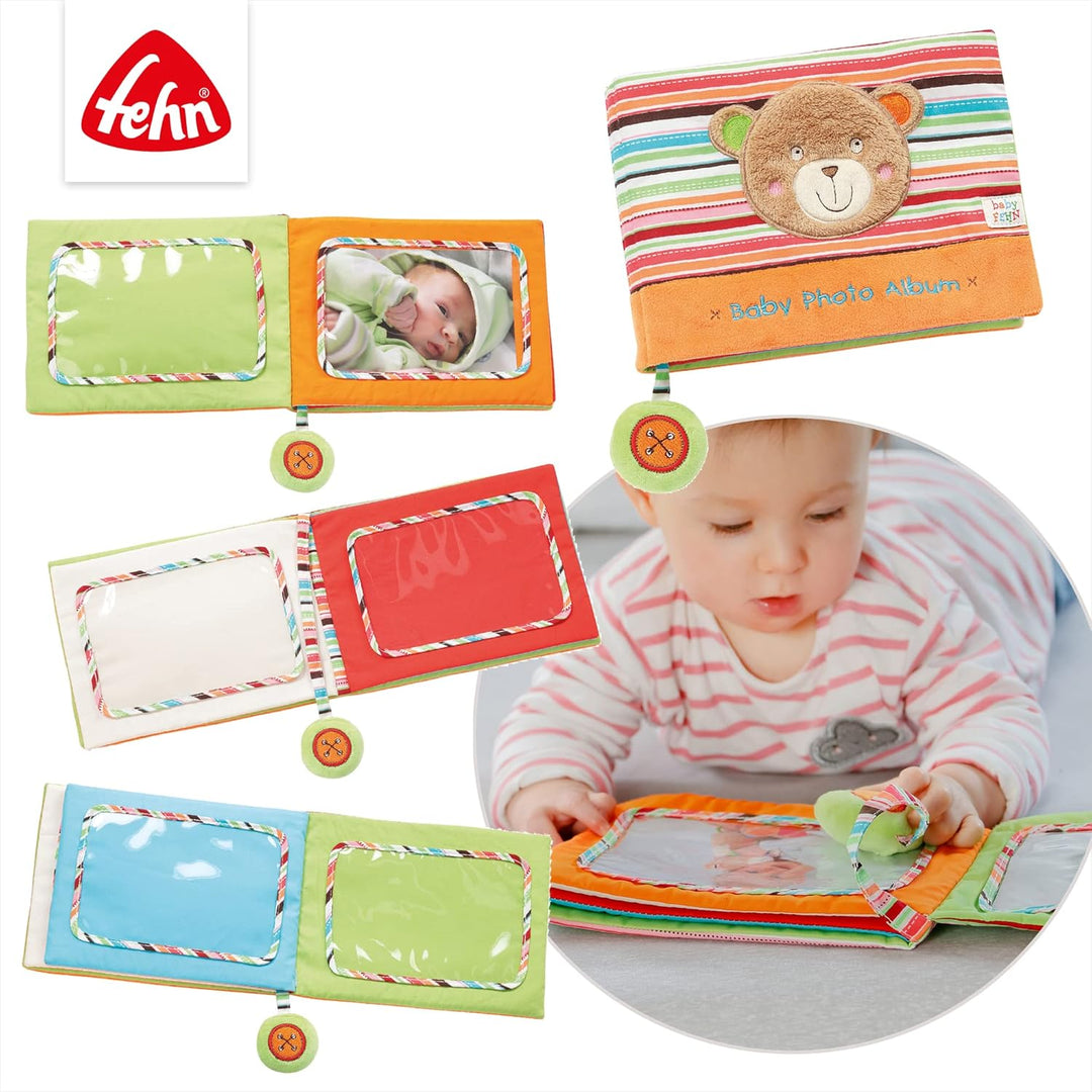 Fehn 091410 Fotobuch Teddy – Weiches Soft-Bilderbuch für 6 Fotos á 10x15 cm – Spielerisch Gesichter